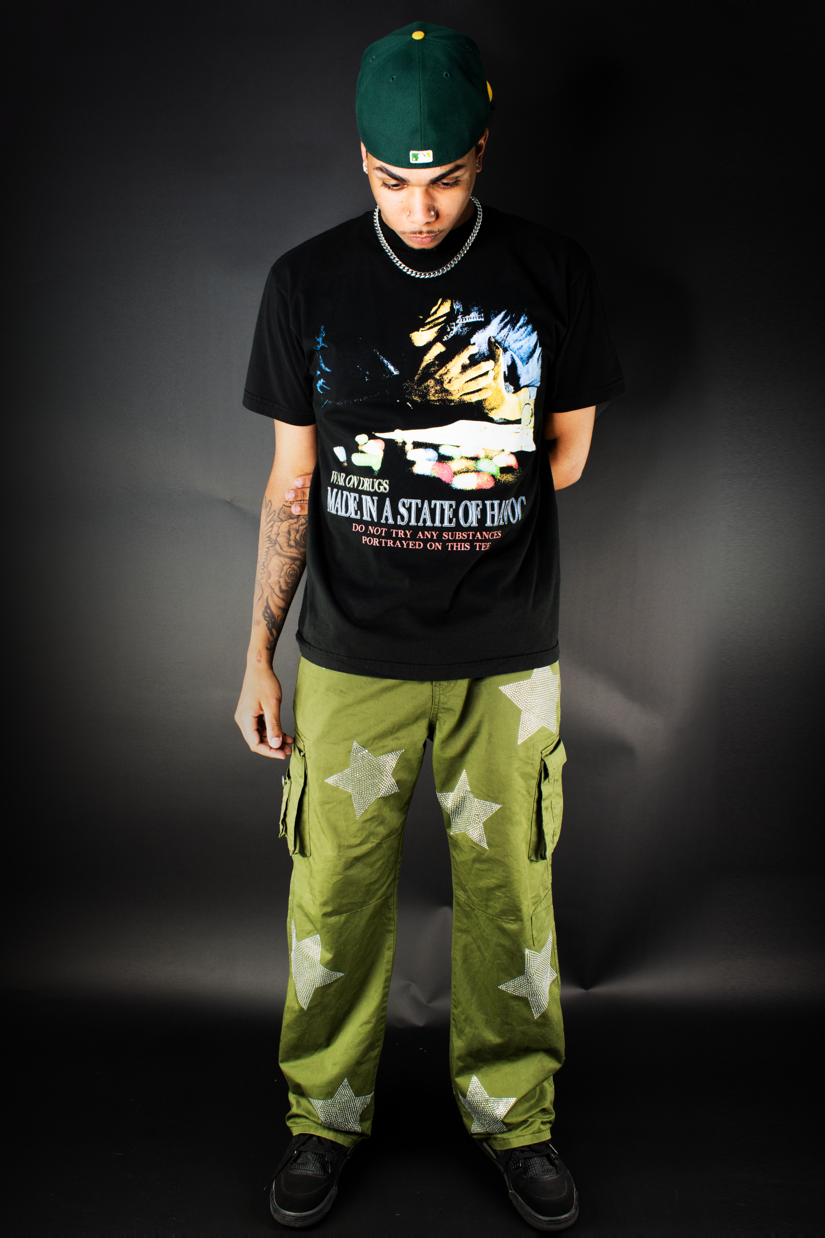 FALLEN STARS - RHINESTONE CARGO PANTS
