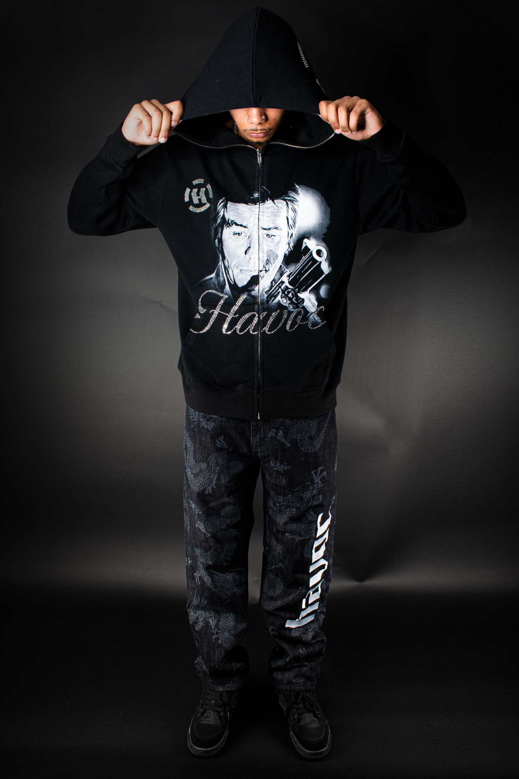 IRON - RHINESTONE + PRINT FULL ZIP