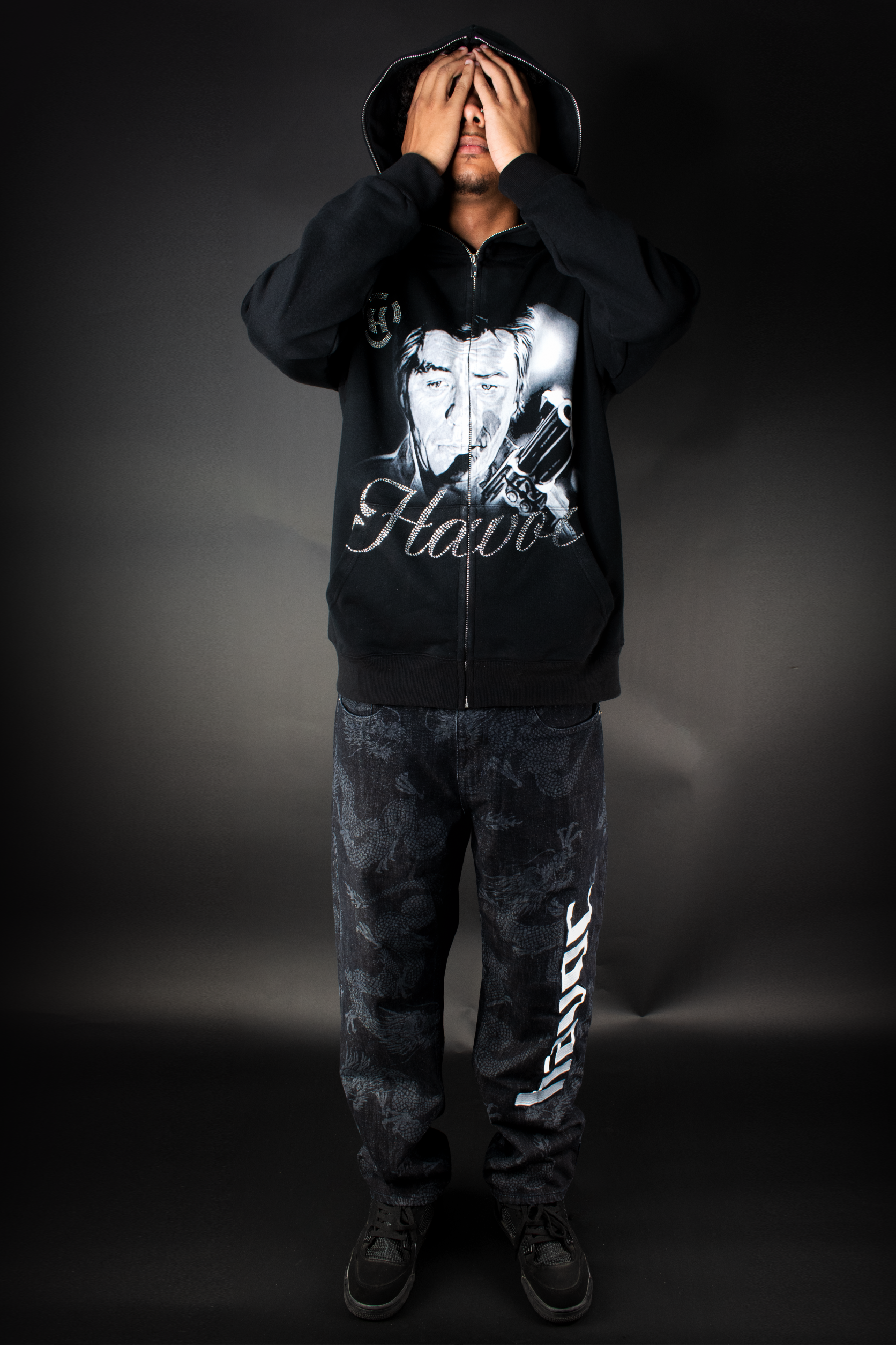 IRON - RHINESTONE + PRINT FULL ZIP