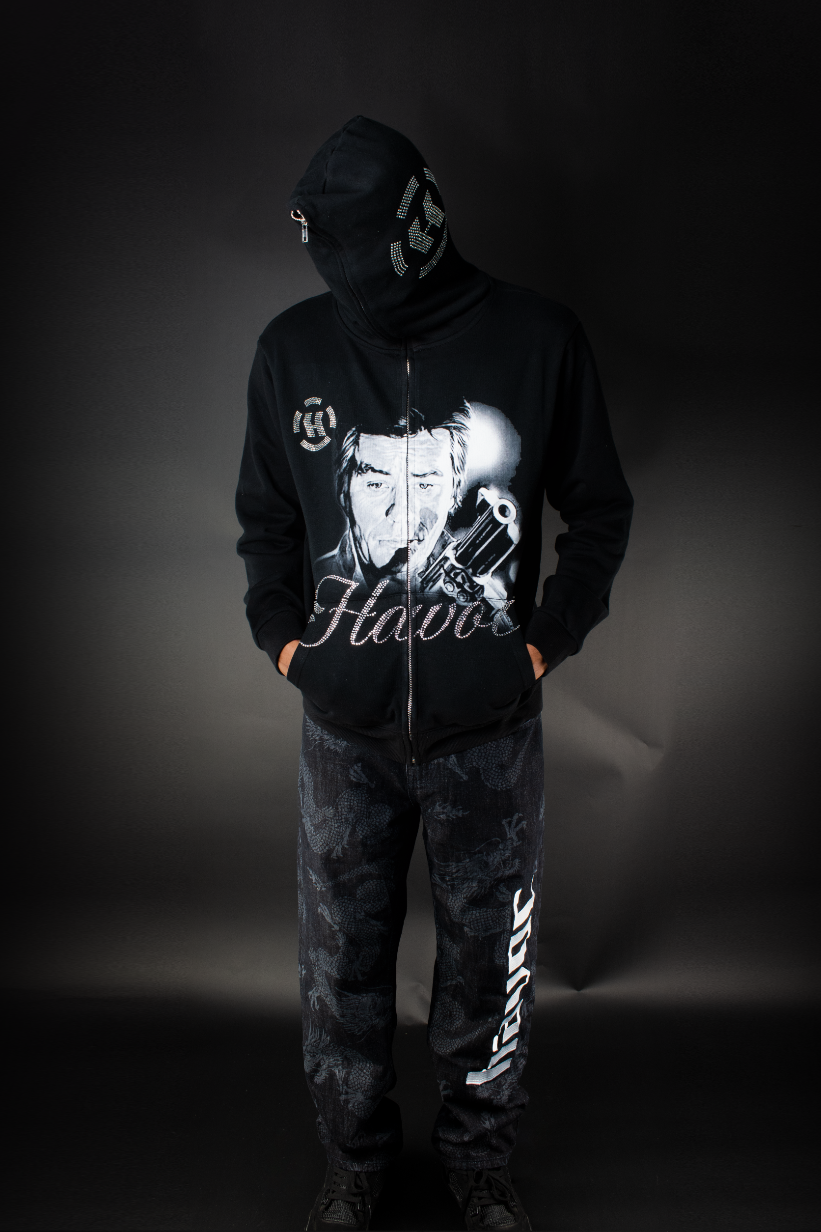 IRON - RHINESTONE + PRINT FULL ZIP
