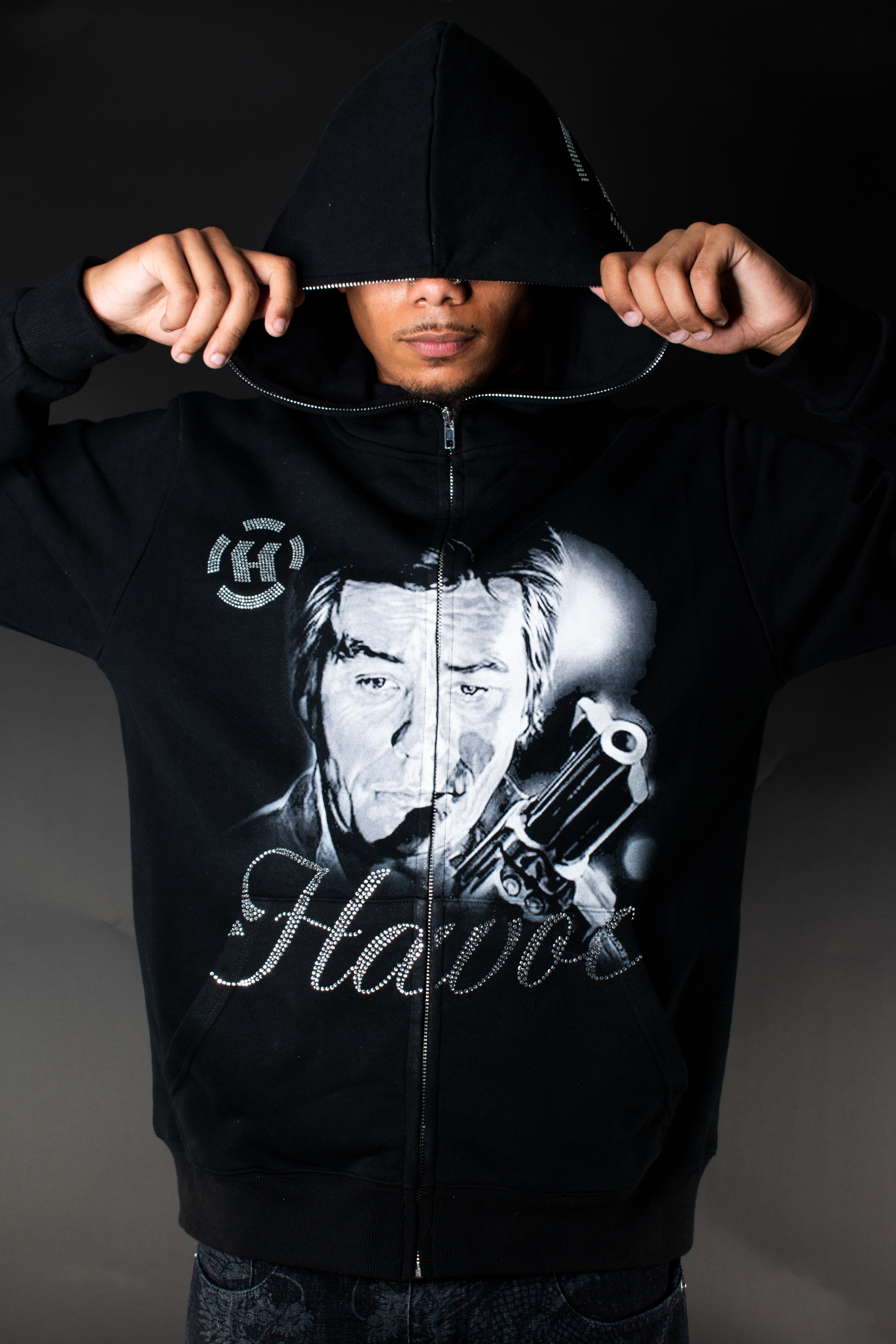 IRON - RHINESTONE + PRINT FULL ZIP